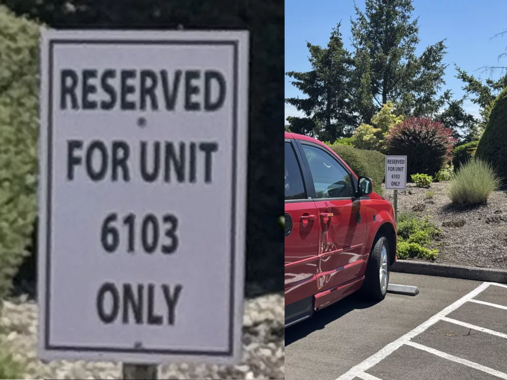 Accessible parking space with DO NOT PARK warning